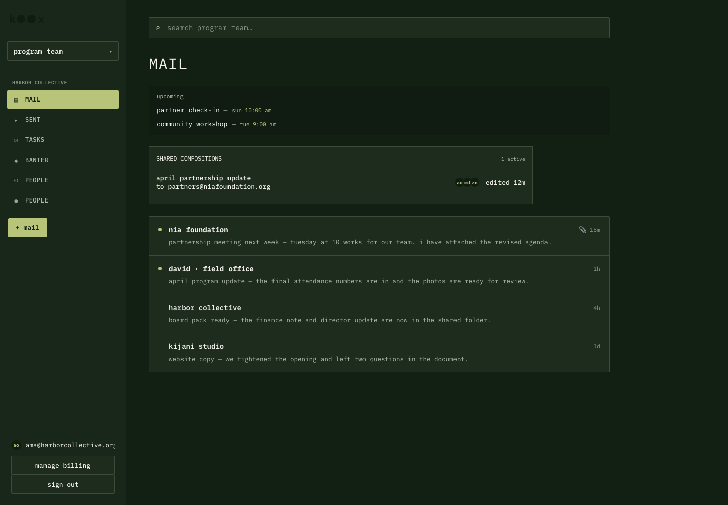 Koox shared team inbox
